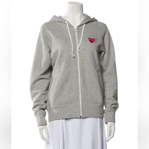 Comme des Garçons Play Hoodie Zip Up Cotton Jacket Sweatshirt